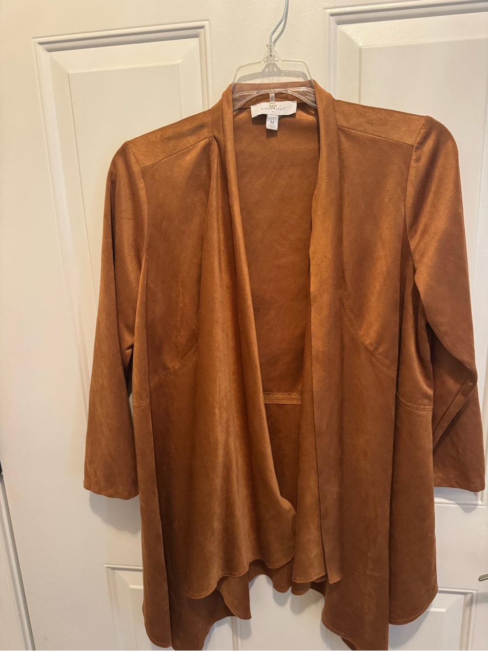 new directions Rust Brown Draped Open-Front Jacket-Medium